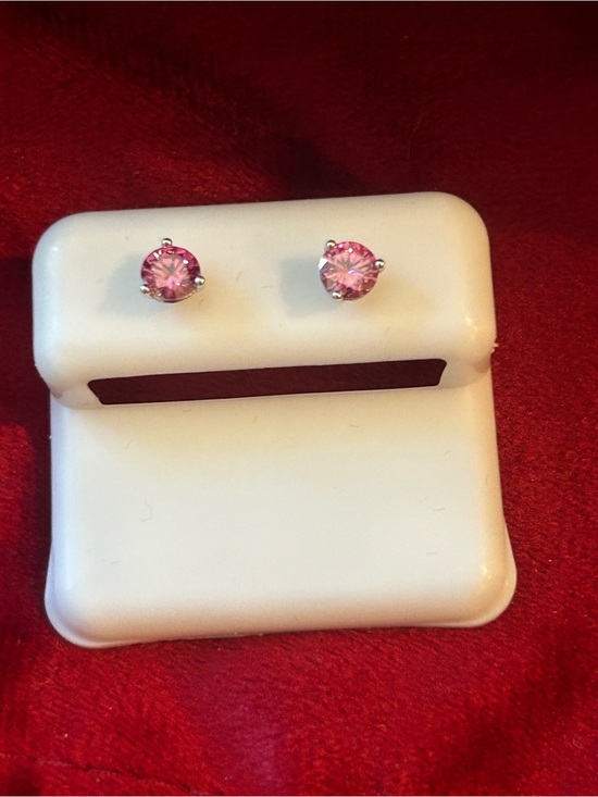 Jewelry - Pink Moissanite Stud Earrings - Elegant Women's Jewelry